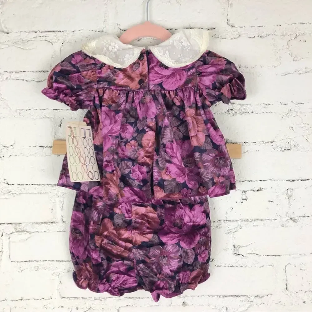 Vintage Piccola Velvet Baby Outfit Deadstock